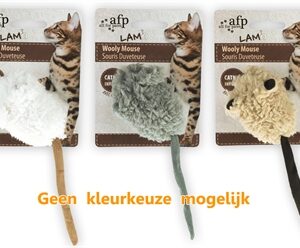Afp Wooly Mouse Lamswol Met Piep En Catnip Assorti 7x7x3 cm