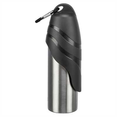 Trixie Drinkfles RVS Met Plastic Drinkbakje Zwart 750 ml 3 st