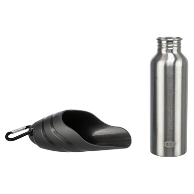 Trixie Drinkfles RVS Met Plastic Drinkbakje Zwart 750 ml 3 st