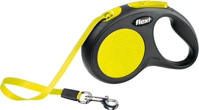 Flexi Rollijn New Classic Neon Tape Zwart / Geel S 5 Mtr