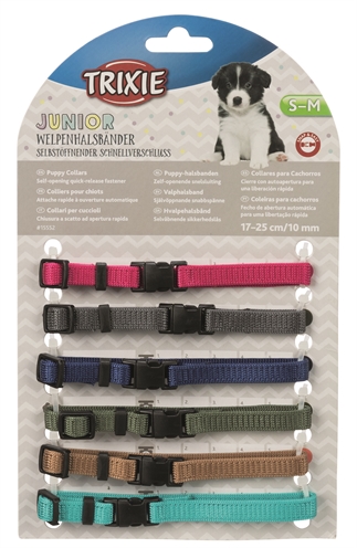 Trixie Puppy Halsbandset Fuchsia/Grafiet/Indigo/Bosgroen/Koraal 17-25 cm 6 st