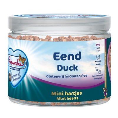 Renske Hond Gezonde Beloning Mini Hartjes Eend 100 gr