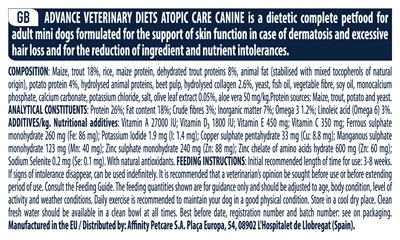 Advance Veterinary Diet Dog Atopic Mini 1.5 kg