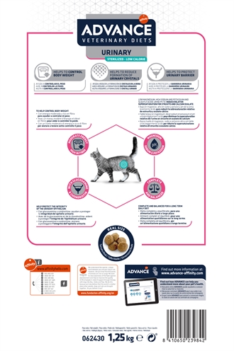 Advance Veterinary Diet Cat Urinary Sterilized Minder Calorieën 1.25 kg