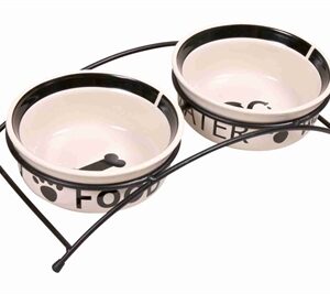 Trixie Voerbak / Drinkbak Set Eat On Your Feet Wit / Zwart 2x250 ml 13cm