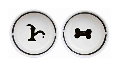 Trixie Voerbak / Drinkbak Set Eat On Your Feet Wit / Zwart 2x250 ml 13cm