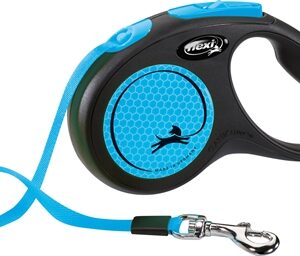 Flexi Rollijn New Classic Neon Tape Zwart / Blauw S 5 Mtr Tot 15 kg