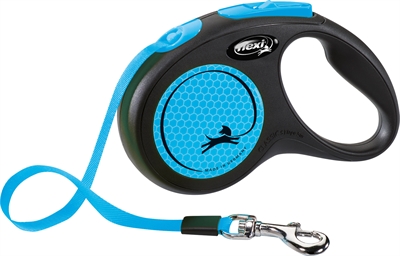 Flexi Rollijn New Classic Neon Tape Zwart / Blauw S 5 Mtr Tot 15 kg
