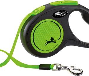 Flexi Rollijn New Classic Neon Tape Zwart / Groen S 5 Mtr Tot 15 kg