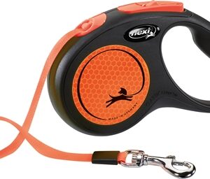 Flexi Rollijn New Classic Neon Tape Zwart / Oranje S 5 Mtr Tot 15 kg