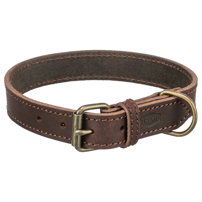 Trixie Halsband Hond Rustic Vetleer Donkerbruin 27-34x1.8 cm