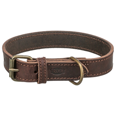 Trixie Halsband Hond Rustic Vetleer Donkerbruin 27-34x1.8 cm