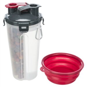 Trixie Waterfles / Voerfles Inclusief Reisbak Kunststof / Silicone 2x350 ml 11x11x23 cm
