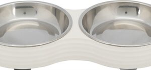 Trixie Voerbak Kat Dubbel Melamine / RVS Wit 2x200 ml 27x14x3 cm