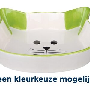 Trixie Voerbak / Waterbak Kattenhoofd Met Gezicht Keramiek Assorti 15x10 cm 200 ml 4 st