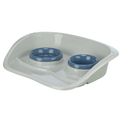Trixie Voerbak Station Kunststof Grijs / Assorti 46x30x11 cm 250 Ml/300 ml 2 st