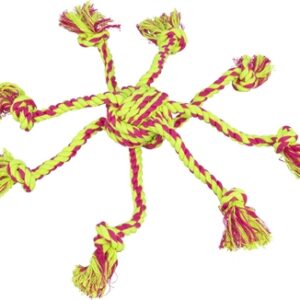 Trixie Touwspeeltje Met Ingevlochten Bal Lime/Magenta 7x7x7 cm 3 st