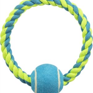 Trixie Touwring Met Tennisbal Lime/Blauw 18x6x6 cm 3 st
