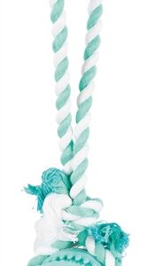 Trixie Denta Fun Natuurrubber Bal Met Muntsmaak Aan Touw 24x7x7 cm 3 st