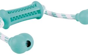 Trixie Denta Fun Natuurrubber Stick Met Muntsmaak Aan Koord 37x9 cm 3 st