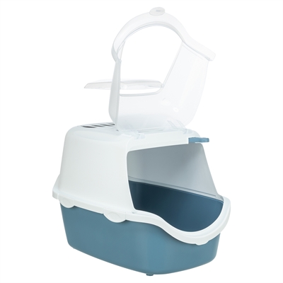 Trixie Kattenbak Vico Open Top Met Kap Blauw Grijs / Wit 56x40x40 cm