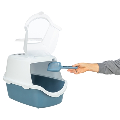 Trixie Kattenbak Vico Open Top Met Kap Blauw Grijs / Wit 56x40x40 cm