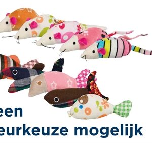 Trixie Muis / Vis. Pluche / Stof Met Kattenmunt Assorti 9-12 cm 42 st