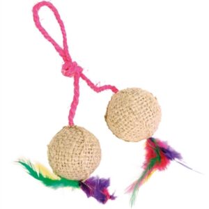 Trixie 2 Ballen Aan Koord Pluche Met Catnip 4.5 cm 4 st