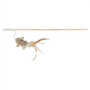 Trixie Speelhengel Muis Met Veren Hout / Pluche Met Catnip 50 cm 4 st