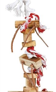 Trixie Speelgoed Met Touw En Leren Bandjes Hout Kleurig 35 cm 3 st