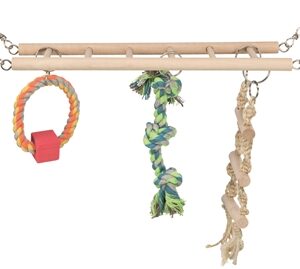 Trixie Hangbrug Met Touwladder & Speelgoed Hamster Hout 29x9x25 cm 3 st