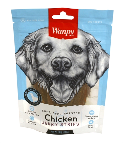 Wanpy Soft Oven-Roasted Chicken Jerky Strips 100 gr