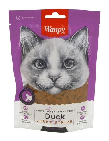 Wanpy Soft Oven-Roasted Duck Jerky Strips 80 gr