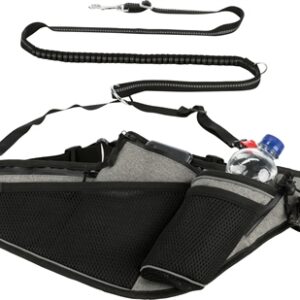 Trixie Joggingriem Met Lijn Grijs / Zwart 115-150x2 cm / 70-130x23 cm