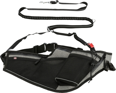 Trixie Joggingriem Met Lijn Grijs / Zwart 115-150x2 cm / 70-130x23 cm