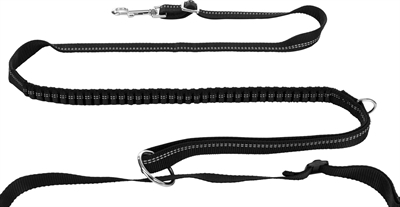Trixie Joggingriem Met Lijn Grijs / Zwart 115-150x2 cm / 70-130x23 cm