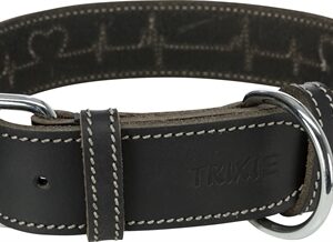 Trixie Halsband Hond Rustic Vetleer Heartbeat Zwart 38-47x4 cm