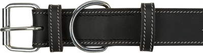 Trixie Halsband Hond Rustic Vetleer Heartbeat Zwart 38-47x4 cm