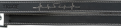 Trixie Hondenriem Rustic Vetleer Verstelbaar Heartbeat Zwart 200x2.5 cm