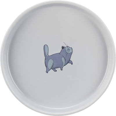 Trixie Voerbak / Waterbak Plat En Breed Kattenprint Grijs 23 cm 600 ml 4 st