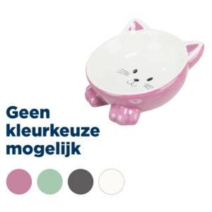 Trixie Voerbak / Drinkbak Kattenkop Verhoogd Keramiek Assorti 14 cm 150 ml 4st
