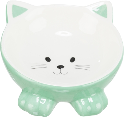 Trixie Voerbak / Drinkbak Kattenkop Verhoogd Keramiek Assorti 14 cm 150 ml 4st
