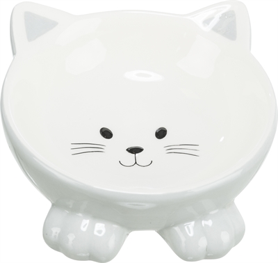 Trixie Voerbak / Drinkbak Kattenkop Verhoogd Keramiek Assorti 14 cm 150 ml 4st