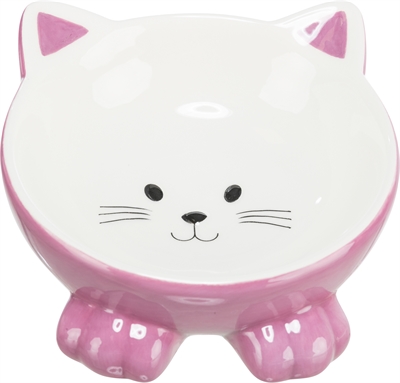 Trixie Voerbak / Drinkbak Kattenkop Verhoogd Keramiek Assorti 14 cm 150 ml 4st