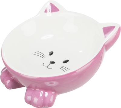 Trixie Voerbak / Drinkbak Kattenkop Verhoogd Keramiek Assorti 14 cm 150 ml 4st