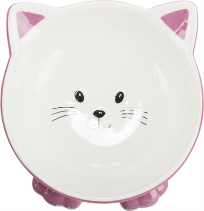 Trixie Voerbak / Drinkbak Kattenkop Verhoogd Keramiek Assorti 14 cm 150 ml 4st