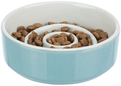 Trixie Voerbak Slowfeeding Keramiek Grijs / Blauw 14x14 cm 450 ml