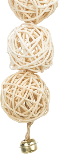 Trixie 3 Rotan Ballen Met Bel Aan Touw Naturel 24 cm