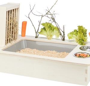 Trixie Voederstation Met Voerbak / Waterbak / Hooiruif Hout Naturel 70x47x41 cm