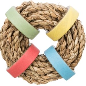 Trixie Zeegras Ring Met Papieren Ringen Naturel 8x8 cm